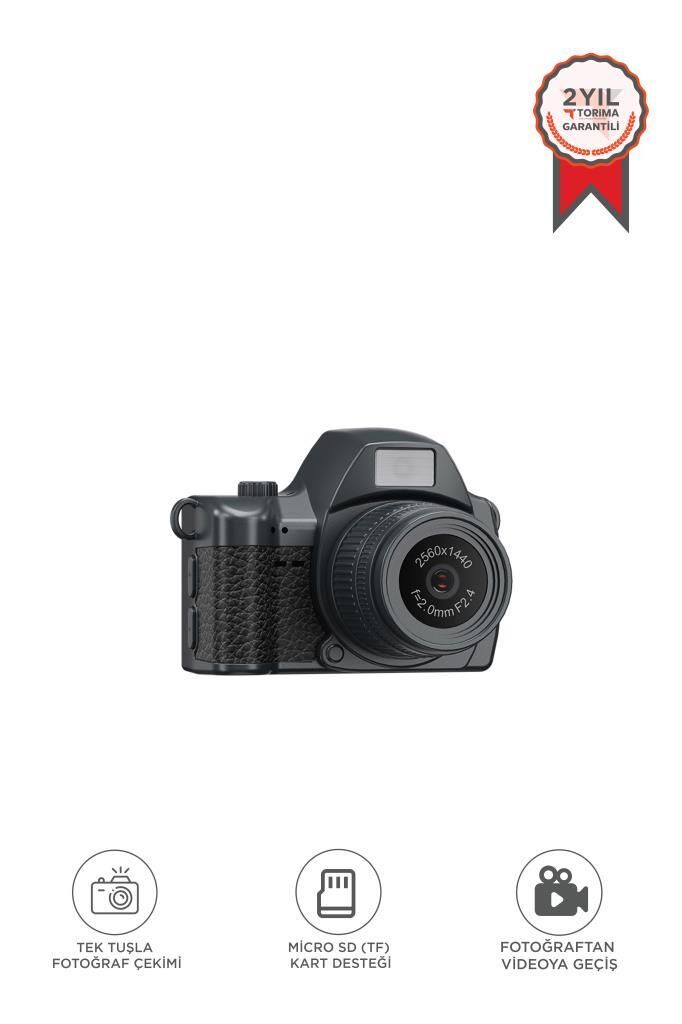 Dijital Fotoğraf Makineleri Video Mini Kamera 2K Video 128GB Destekli CMR42 Siyah