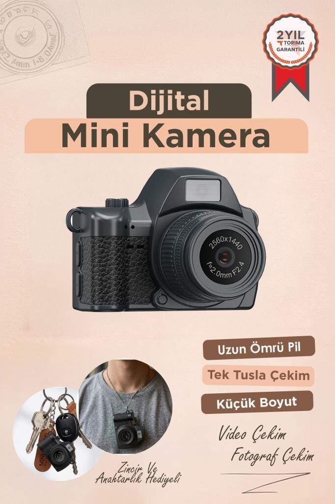 Torima Dijital Fotoğraf Makinesi Video Mini Kamera 2K Video 128GB Destekli CMR42 Siyah
