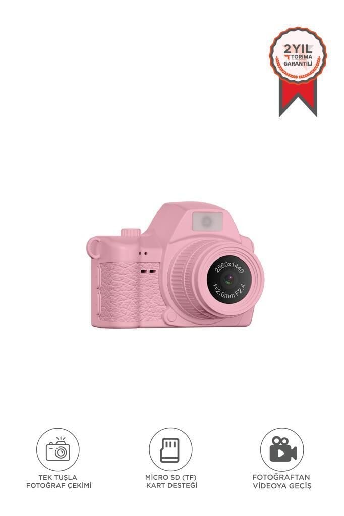Dijital Fotoğraf Makineleri Video Mini Kamera 2K Video 128GB Destekli CMR42 Pembe