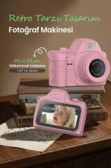 Dijital Fotoğraf Makineleri Video Mini Kamera 2K Video 128GB Destekli CMR42 Pembe
