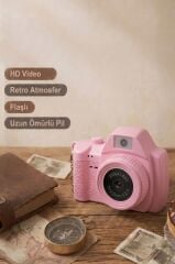 Dijital Fotoğraf Makineleri Video Mini Kamera 2K Video 128GB Destekli CMR42 Pembe