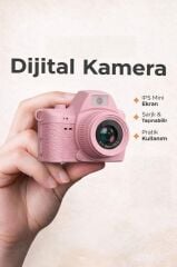 Dijital Fotoğraf Makineleri Video Mini Kamera 2K Video 128GB Destekli CMR42 Pembe