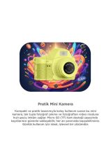 Dijital Fotoğraf Makineleri Video Mini Kamera 2K Video 128GB Destekli CMR42 Sarı