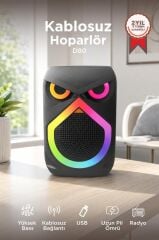 Bluetooth Hoparlör Rgb Işıklı Mikrofonlu 12W Kablosuz Taşınabilir Hoparlör D80 Siyah