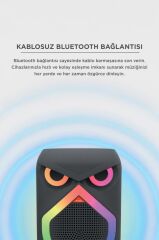 Bluetooth Hoparlör Rgb Işıklı Mikrofonlu 12W Kablosuz Taşınabilir Hoparlör D80 Siyah