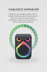 Bluetooth Hoparlör Rgb Işıklı Mikrofonlu 12W Kablosuz Taşınabilir Hoparlör D80 Siyah