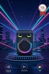 Bluetooth Hoparlör Rgb Işıklı Mikrofonlu 12W Kablosuz Taşınabilir Hoparlör D80 Siyah