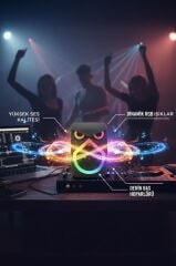 Bluetooth Hoparlör Rgb Işıklı Mikrofonlu 12W Kablosuz Taşınabilir Hoparlör D80 Siyah