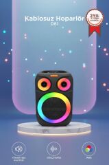 Bluetooth Hoparlör Rgb Işıklı Mikrofonlu 12W Kablosuz Taşınabilir Hoparlör D81 Siyah