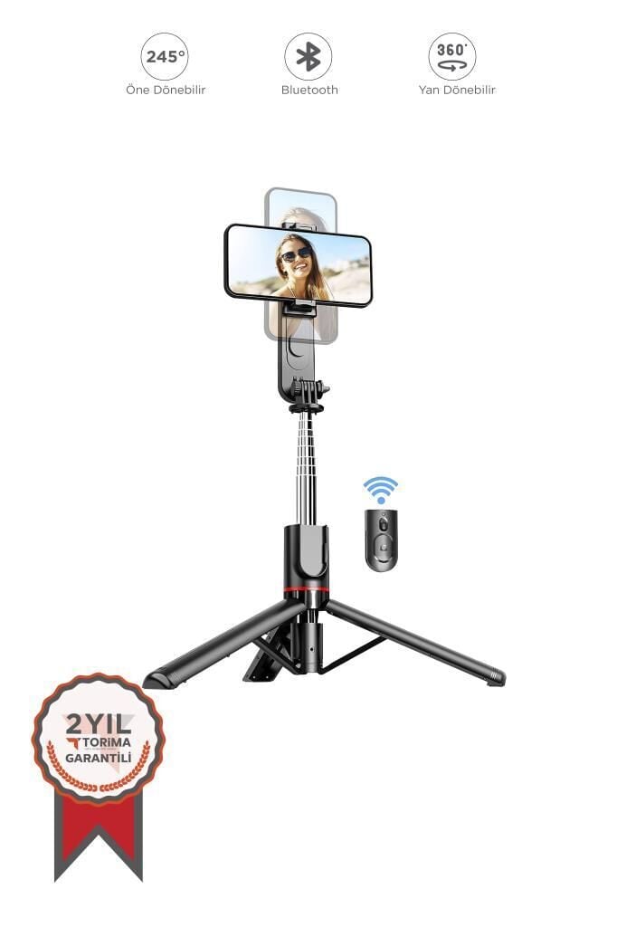 L15 Siyah Led Işıklı Selfie Çubuğu Kablosuz Tripot Selfie Monopod Selfie Stick