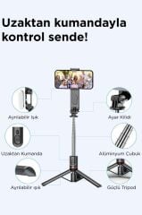 Tripod Çok Amaçlı Led Işıklı Kablosuz Monopod Selfie Çubuğu L15 Siyah