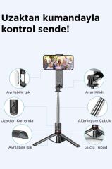 Tripod Çok Amaçlı Led Işıklı Kablosuz Monopod Selfie Çubuğu L15 Siyah