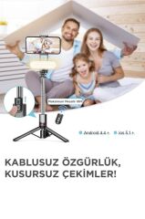 L15 Siyah Led Işıklı Selfie Çubuğu Kablosuz Tripot Selfie Monopod Selfie Stick