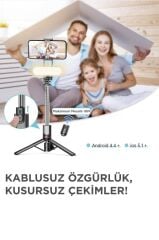 Tripod Çok Amaçlı Led Işıklı Kablosuz Monopod Selfie Çubuğu L15 Siyah