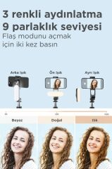 L15 Siyah Led Işıklı Selfie Çubuğu Kablosuz Tripot Selfie Monopod Selfie Stick