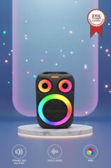 Bluetooth Hoparlör Rgb Işıklı Mikrofonlu 12W Kablosuz Taşınabilir Hoparlör D81 Siyah
