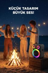 Bluetooth Hoparlör Rgb Işıklı Mikrofonlu 12W Kablosuz Taşınabilir Hoparlör D81 Siyah