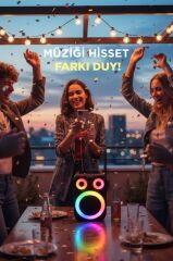 Bluetooth Hoparlör Rgb Işıklı Mikrofonlu 12W Kablosuz Taşınabilir Hoparlör D81 Siyah