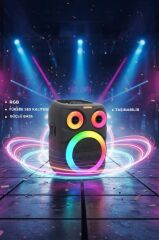 Bluetooth Hoparlör Rgb Işıklı Mikrofonlu 12W Kablosuz Taşınabilir Hoparlör D81 Siyah