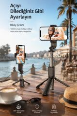 Tripod Çok Amaçlı Led Işıklı Kablosuz Monopod Selfie Çubuğu L15 Siyah