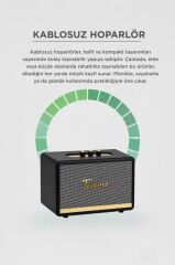 Bluetooth Hoparlör Nostaljik Kablosuz Speaker D35 Siyah