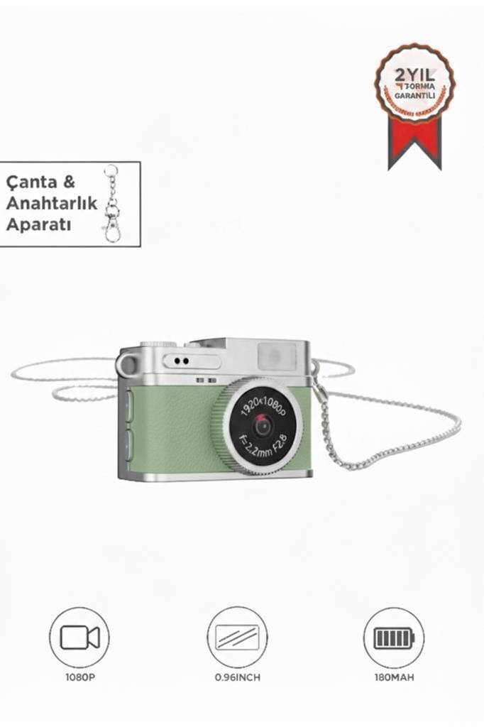 Mini Dijital Kamera Selfie Video Vlog Kamerası Mini Anahtarlık 1080P CMR35 Yeşil