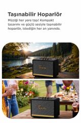 Bluetooth Hoparlör Nostaljik Kablosuz Speaker D35 Beyaz