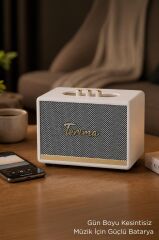 Bluetooth Hoparlör Nostaljik Kablosuz Speaker D35 Beyaz