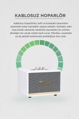 Bluetooth Hoparlör Nostaljik Kablosuz Speaker D35 Beyaz