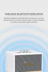Bluetooth Hoparlör Nostaljik Kablosuz Speaker D35 Beyaz