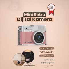 Mini Dijital Kamera Selfie Video Vlog Kamerası Mini Anahtarlık 1080P CMR35 Pembe