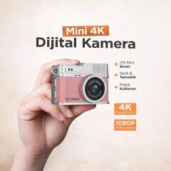 Mini Dijital Kamera Selfie Video Vlog Kamerası Mini Anahtarlık 1080P CMR35 Pembe