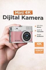 Mini Dijital Kamera Selfie Video Vlog Kamerası Mini Anahtarlık 1080P CMR35 Pembe