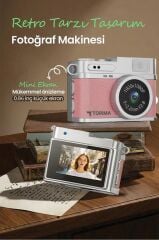 Torima Mini Dijital Kamera Selfie Video Vlog Kamerası Mini Anahtarlık 1080P CMR35 Pembe