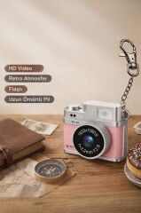 Mini Dijital Kamera Selfie Video Vlog Kamerası Mini Anahtarlık 1080P CMR35 Pembe