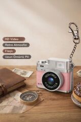 Torima Mini Dijital Kamera Selfie Video Vlog Kamerası Mini Anahtarlık 1080P CMR35 Pembe