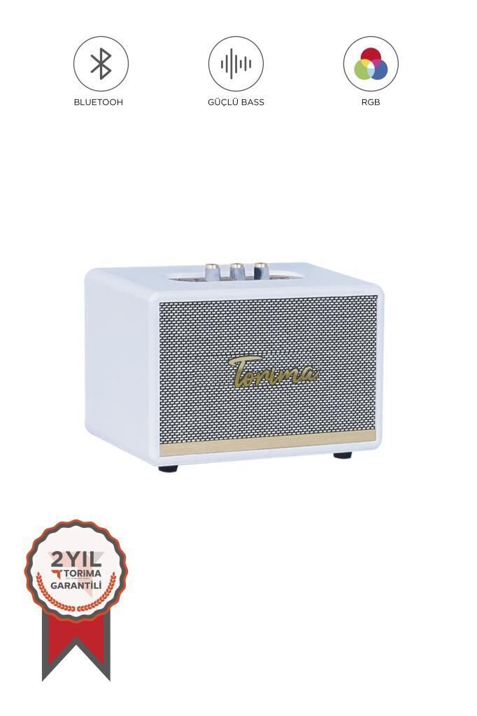 Bluetooth Hoparlör Nostaljik Kablosuz Speaker D35 Beyaz