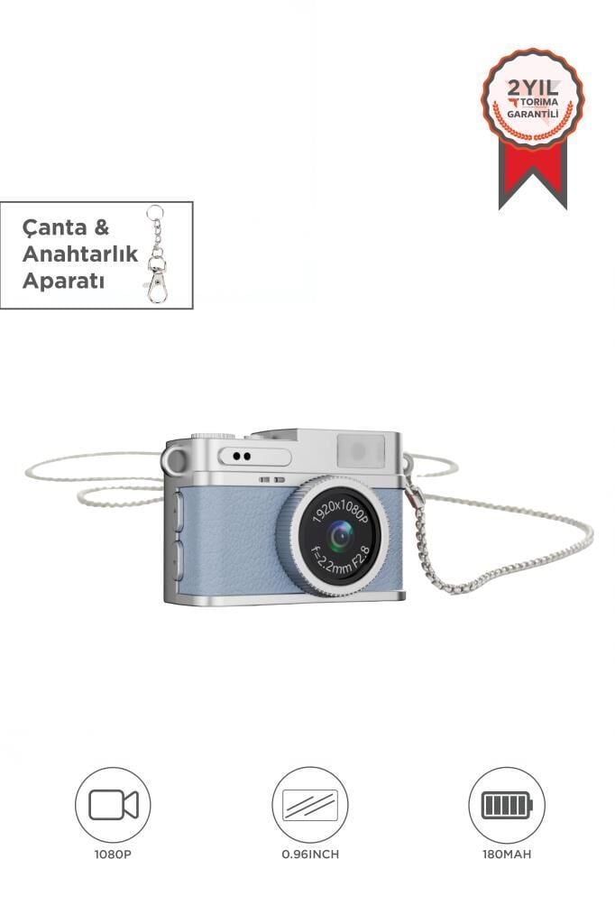 Mini Dijital Kamera Selfie Video Vlog Kamerası Mini Anahtarlık 1080P CMR35 Mavi