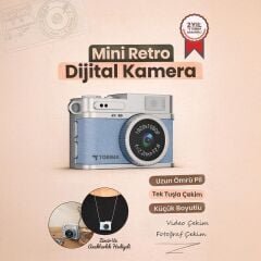 Mini Dijital Kamera Selfie Video Vlog Kamerası Mini Anahtarlık 1080P CMR35 Mavi