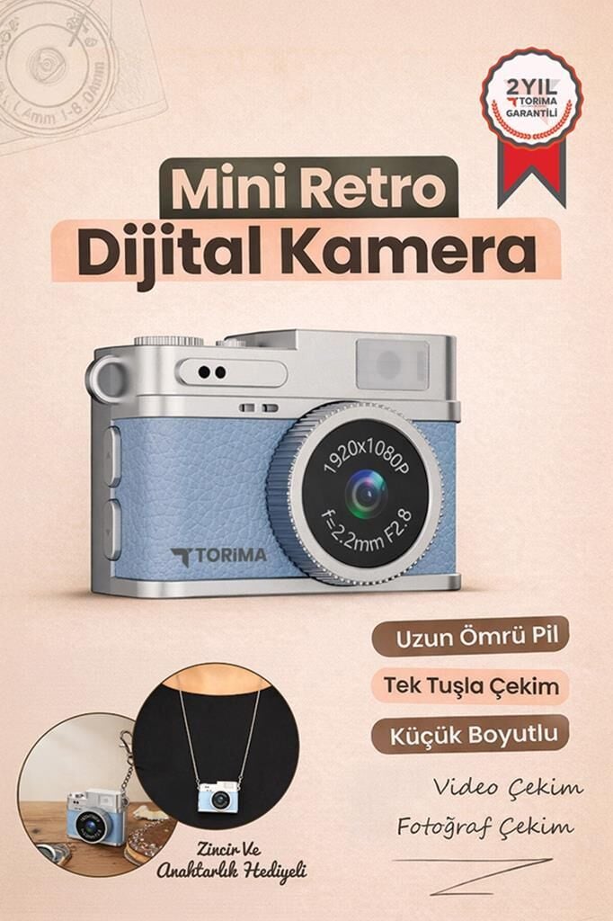 Mini Dijital Kamera Selfie Video Vlog Kamerası Mini Anahtarlık 1080P CMR35 Mavi