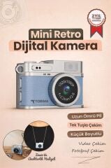 Mini Dijital Kamera Selfie Video Vlog Kamerası Mini Anahtarlık 1080P CMR35 Mavi