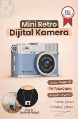 Mini Dijital Kamera Selfie Video Vlog Kamerası Mini Anahtarlık 1080P CMR35 Mavi