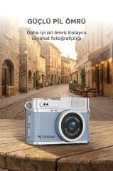Torima Mini Dijital Kamera Selfie Video Vlog Kamerası Mini Anahtarlık 1080P CMR35 Mavi
