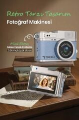 Mini Dijital Kamera Selfie Video Vlog Kamerası Mini Anahtarlık 1080P CMR35 Mavi