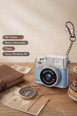 Mini Dijital Kamera Selfie Video Vlog Kamerası Mini Anahtarlık 1080P CMR35 Mavi
