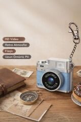 Mini Dijital Kamera Selfie Video Vlog Kamerası Mini Anahtarlık 1080P CMR35 Mavi