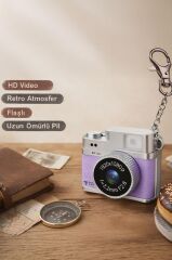 Mini Dijital Kamera Selfie Video Mini Vlog Kamerası Mini Anahtarlık 1080P CMR35 Mor