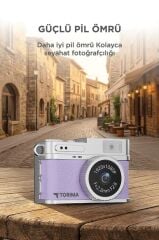 Mini Dijital Kamera Selfie Video Mini Vlog Kamerası Mini Anahtarlık 1080P CMR35 Mor