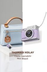 Mini Dijital Kamera Selfie Video Vlog Kamerası Mini Anahtarlık 1080P CMR35 Mor