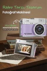 Mini Dijital Kamera Selfie Video Vlog Kamerası Mini Anahtarlık 1080P CMR35 Mor